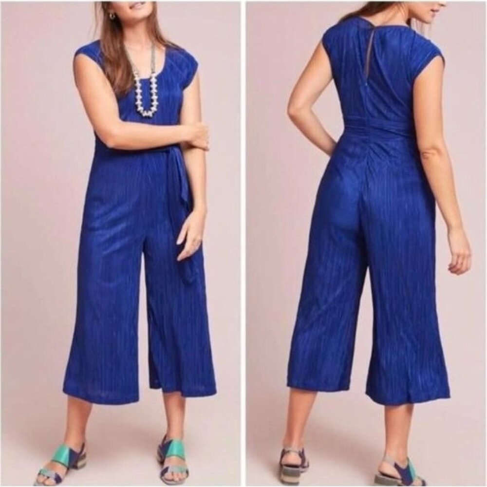 Anthropologie Maeve Sonata Jumpsuit Wide Leg in Royal Blue Size 4